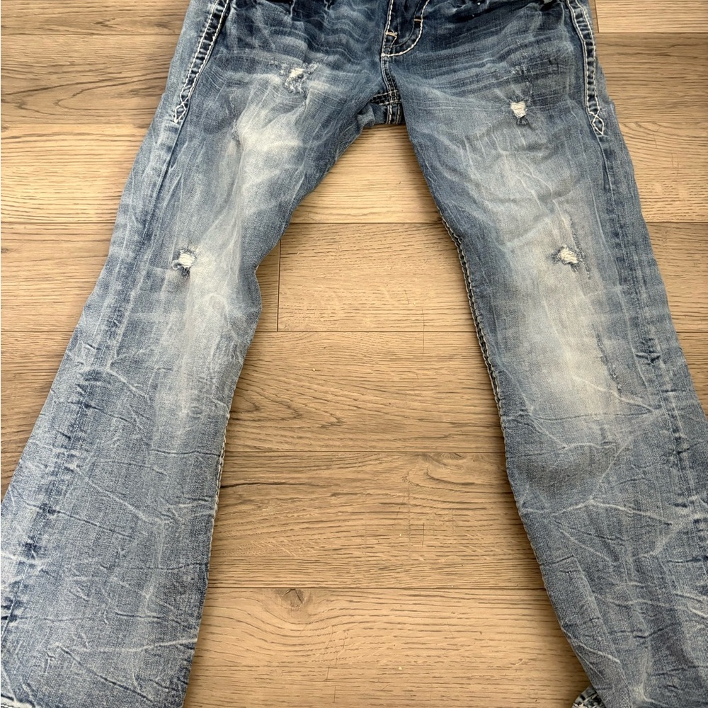 Men's Distressed Blue Jeans